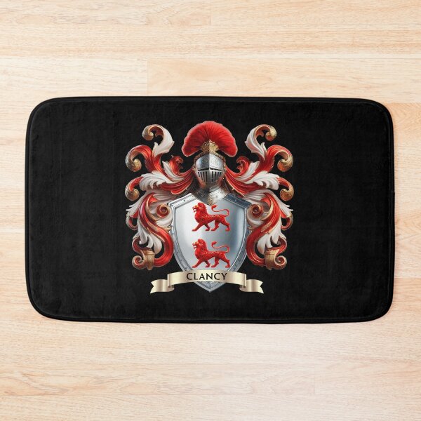 Item preview, Clancy Family Crest – Irish Heraldic Coat of Arms with Twin Red Lions designed and sold by Highlandkings.