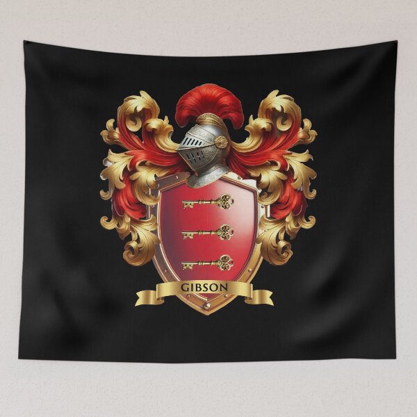 Item preview, Gibson Family Crest – Scottish Heraldic Coat of Arms with Three Golden Keys designed and sold by Highlandkings.