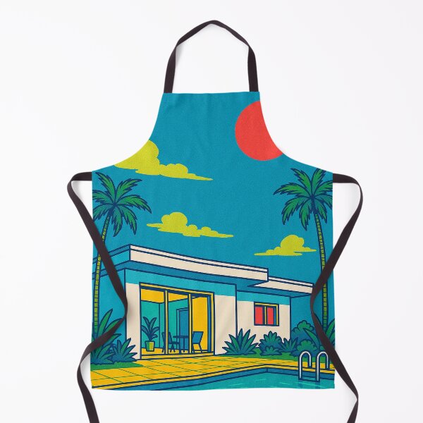 Item preview, Retro Mid-Century Pool House | Bold Color Minimalist Art designed and sold by DreamCraze.