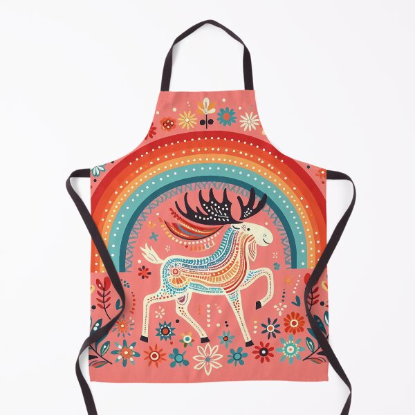 Item preview, Moose on the Move: A Nordic Rainbow Tale - Scandinavian Folk Art by heidiannemorris designed and sold by FOLK ART FUSION by heidiannemorris.