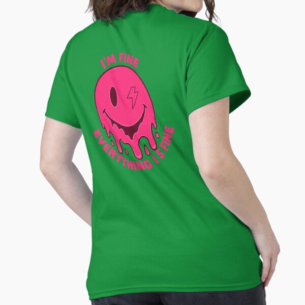 Item preview, Melting Pink Smiley Face with Lightning Bolt – "I'm Fine" Glitch Art designed and sold by Colorful-Garden.