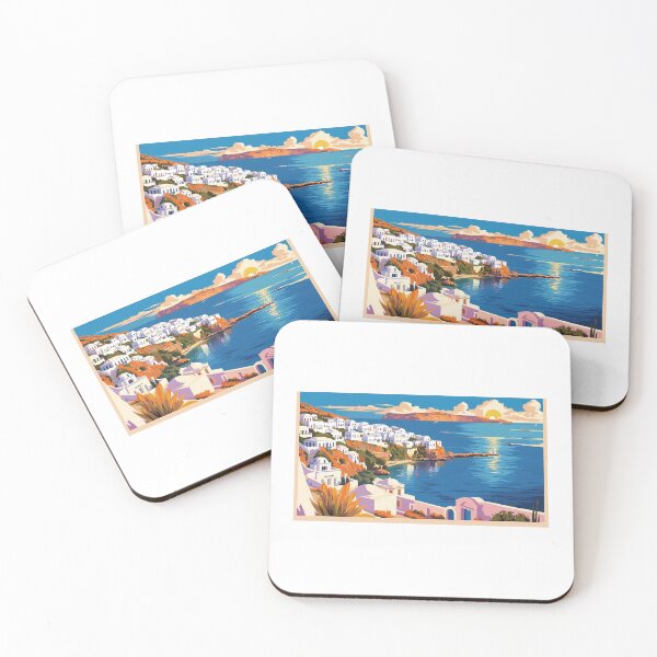 Item preview, Santorini inspired scene designed and sold by Cross Threads.