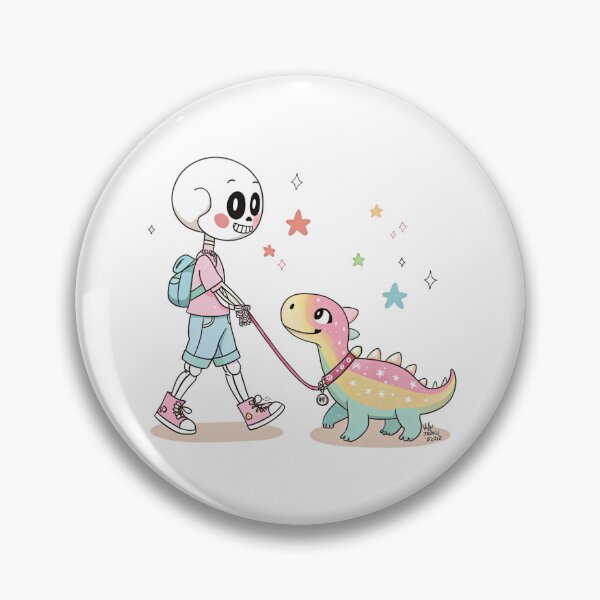 Item preview, Whimsical Skeleton and Rainbow Dino Walk – Cute Pastel Goth Art designed and sold by Colorful-Garden.