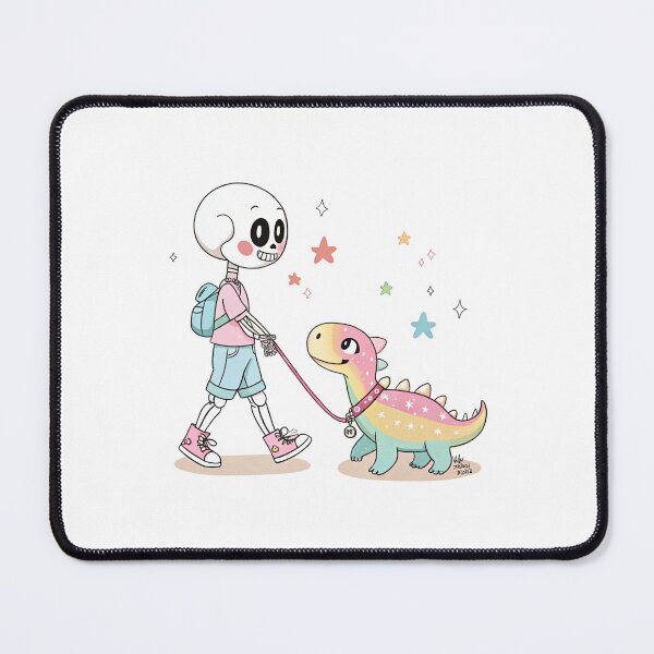 Item preview, Whimsical Skeleton and Rainbow Dino Walk – Cute Pastel Goth Art designed and sold by Colorful-Garden.