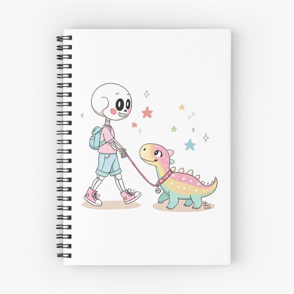 Item preview, Whimsical Skeleton and Rainbow Dino Walk – Cute Pastel Goth Art designed and sold by Colorful-Garden.
