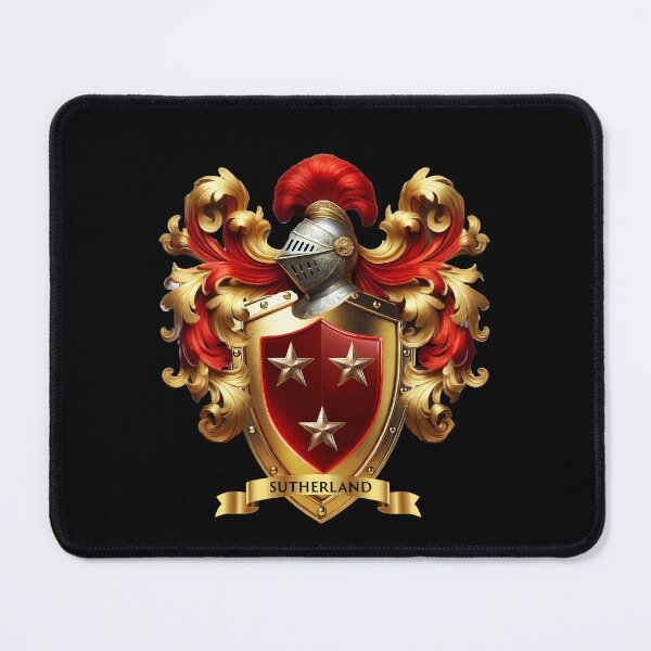 Item preview, Sutherland Family Crest – Heraldic Coat of Arms with Gold Stars & Shield designed and sold by Highlandkings.