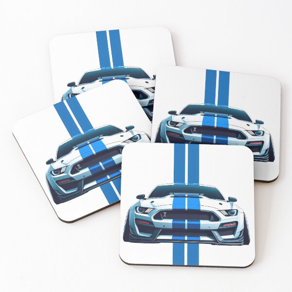 Item preview, White & Blue Striped Muscle Car Art – Modern Power Front View Design designed and sold by Artistic canvas store.