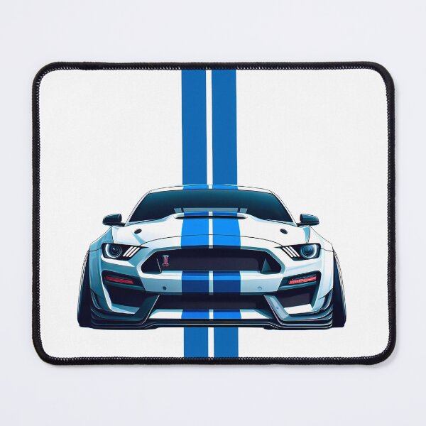 Item preview, White & Blue Striped Muscle Car Art – Modern Power Front View Design designed and sold by Artistic canvas store.