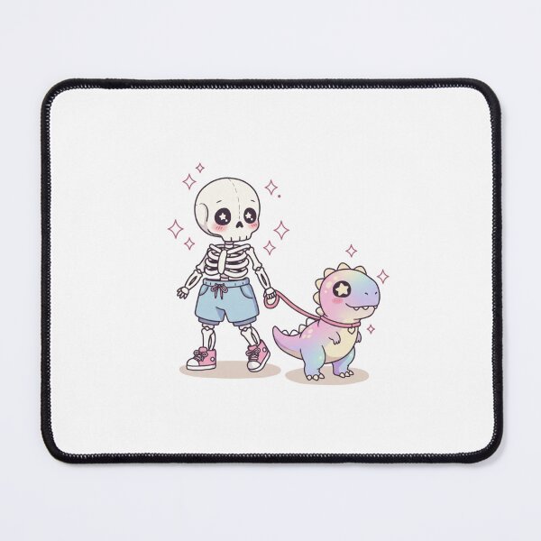 Item preview, Whimsical Skeleton and Rainbow Dino Walk – Cute Pastel Goth Art designed and sold by Colorful-Garden.