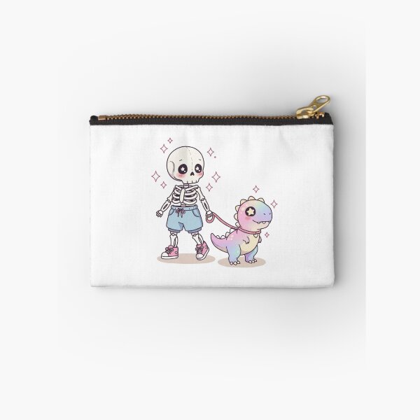 Item preview, Whimsical Skeleton and Rainbow Dino Walk – Cute Pastel Goth Art designed and sold by Colorful-Garden.