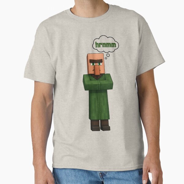 Vista previa del artículo con la obra «Aldeano de la película de Minecraft: Arte divertido con frase "Hrmmm" para jugadores y fans.», diseñado y vendido por Motifai.