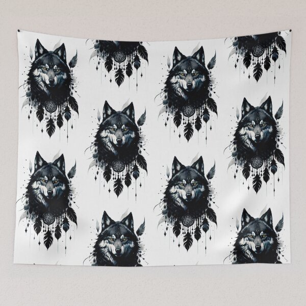 Item preview, wolf, dreamcatcher, amulet, protection, talisman, predator, beast designed and sold by DonnaBlankaArt.