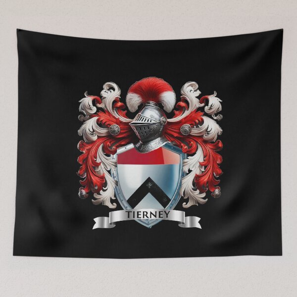 Item preview, Tierney Family Crest – Historic Coat of Arms with Black Chevron on Shield designed and sold by Highlandkings.