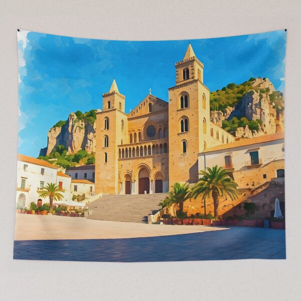 Item preview, Cefalù Cathedral: Norman Twin‑Towered Majesty designed and sold by LSVart.