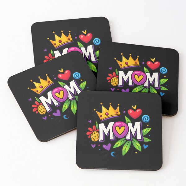 Item preview, Colorful Mom Art with Crown and Tropical Elements | Fun Mother’s Day Gift Design designed and sold by DrawHandArt.