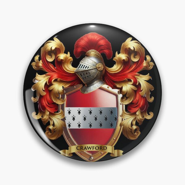 Item preview, Crawford Family Crest – Noble Scottish Coat of Arms in Red & Ermine designed and sold by Highlandkings.