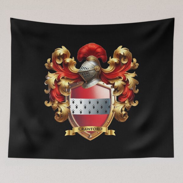 Item preview, Crawford Family Crest – Noble Scottish Coat of Arms in Red & Ermine designed and sold by Highlandkings.