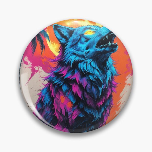 Item preview, Night Wolf Beneath Neon Palms designed and sold by Blueangelgal.