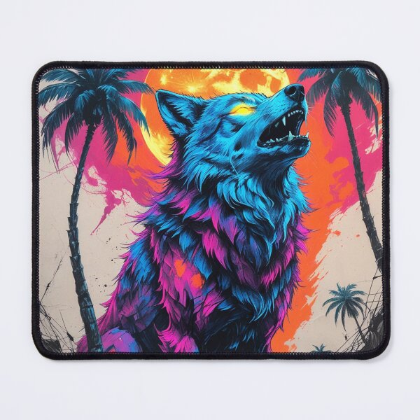 Item preview,  Night Wolf Beneath Neon Palms designed and sold by Blueangelgal.