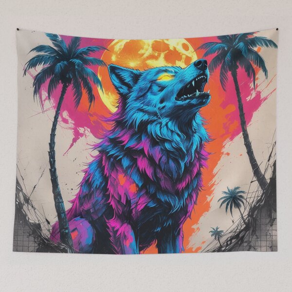Item preview,  Night Wolf Beneath Neon Palms designed and sold by Blueangelgal.