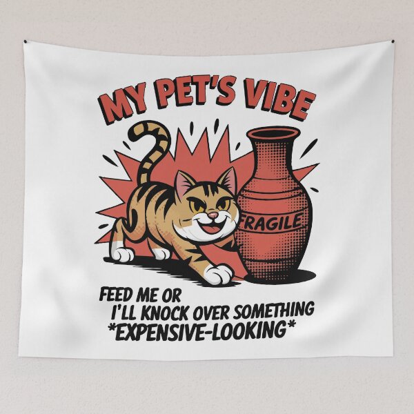 Item preview, Sassy Cat Attitude Warning – Feed Me or Lose a Vase! designed and sold by WildlifeInc.