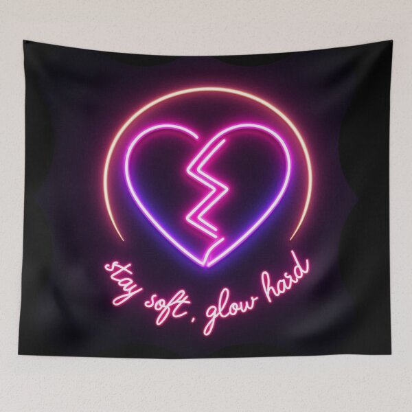 Item preview, Stay Soft, Glow Hard | Neon Broken Heart or Crescent Moon designed and sold by WakeUpYourBrain.