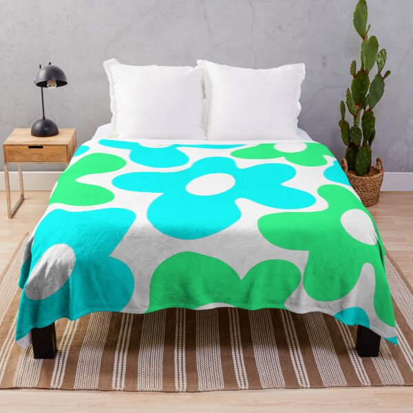 Item preview, Retro 1960's Aqua And Lime Hippie Floral Pattern designed and sold by DEC02.
