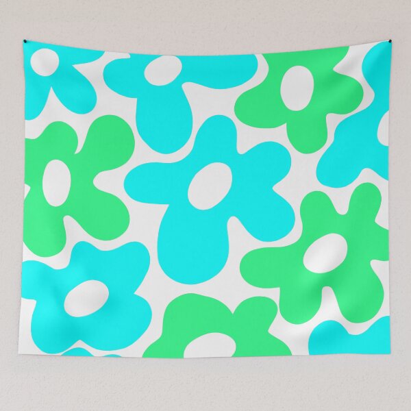 Item preview, Retro 1960's Aqua And Lime Hippie Floral Pattern designed and sold by DEC02.
