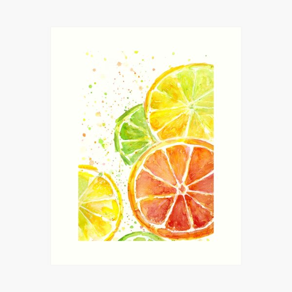Item preview, Juicy Citrus Fruit Watercolor, Food Painting, Tasty Art designed and sold by Olga Shvartsur.