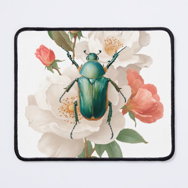 Item preview, Shiny Metallic Beetle Resting on Blooming Roses designed and sold by Anastasiia Yurevych.