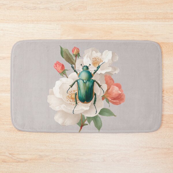 Item preview, Shiny Metallic Beetle Resting on Blooming Roses designed and sold by Anastasiia Yurevych.