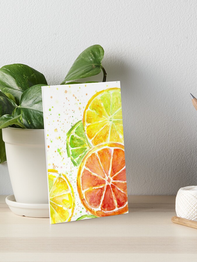 Juicy Citrus Fruit Watercolor, Food Painting, Tasty Art Art Board Print  for Sale by Olga Shvartsur