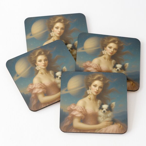 Item preview, Rococo Lady and Her Cosmic Chihuahua: Titan Dreams Beneath Stardust Ruffles designed and sold by DeenaDee.