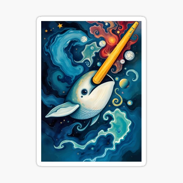 Vista previa del artículo con la obra «Arte de fantasía cósmica del narval espacial», diseñado y vendido por WildlifeInc.