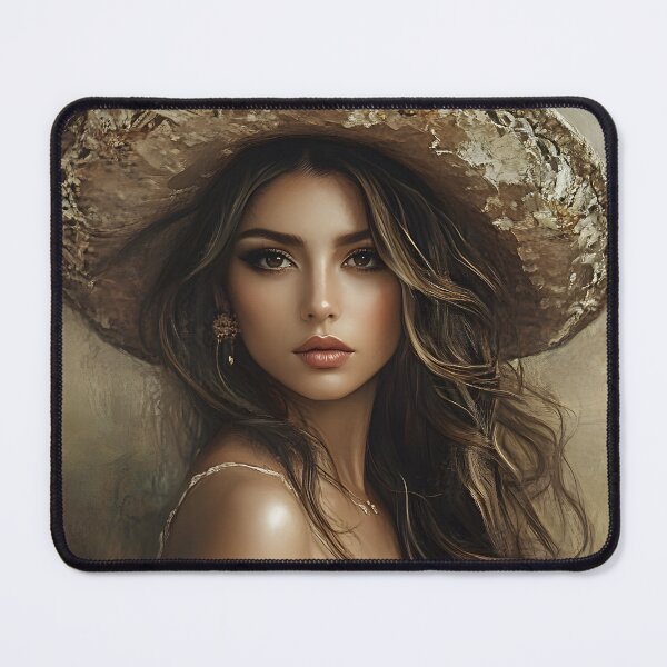 Item preview, Elegant woman in lace attire and wide hat portrait designed and sold by Artessie.