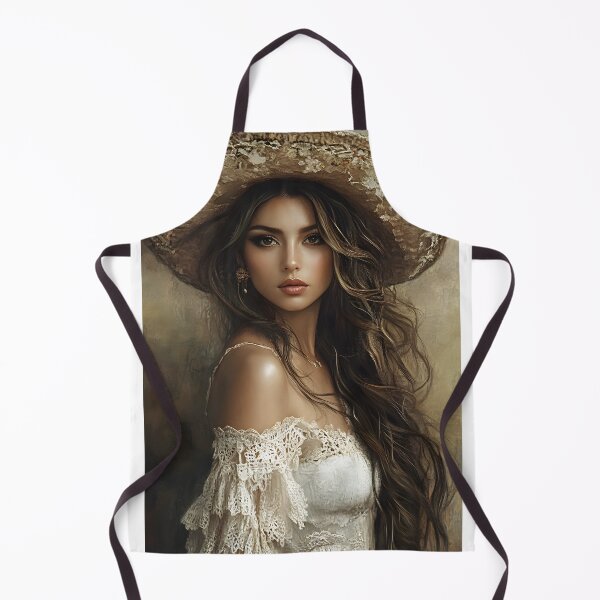 Item preview, Elegant woman in lace attire and wide hat portrait designed and sold by Artessie.