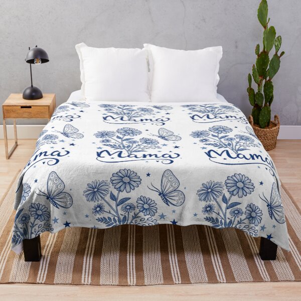 Item preview, blue floral butterfly mama designed and sold by GogoGrove.
