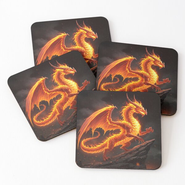 Item preview, Fiery dragon on mountainside designed and sold by GingaDesigns.