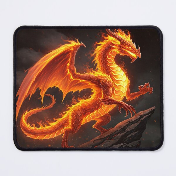 Item preview, Fiery dragon on mountainside designed and sold by GingaDesigns.