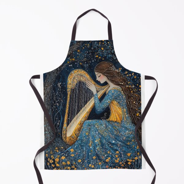 Item preview, Woman playing harp under a starry night sky designed and sold by Artessie.