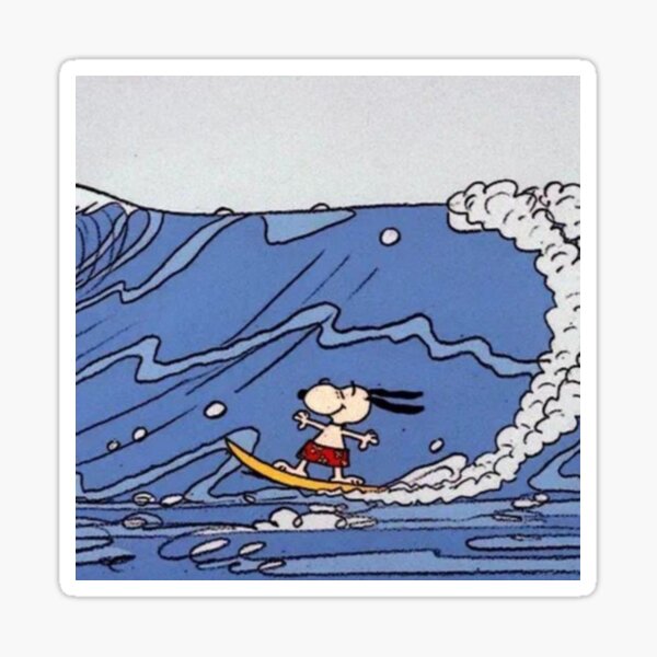 Vista previa del artículo con la obra «¡Snoopy surfeando!», diseñado y vendido por marsuncharted.