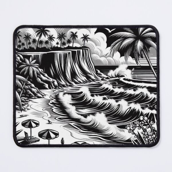Item preview, Black and White Vector Beach Art – Minimalist AI Design for Travel Lovers, Surf Style, and Coastal Vibes designed and sold by knalpot-design.