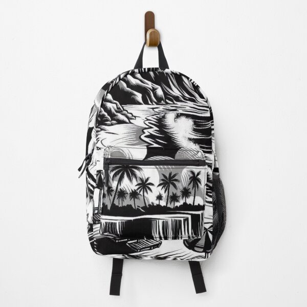 Item preview, Black and White Vector Beach Art – Minimalist AI Design for Travel Lovers, Surf Style, and Coastal Vibes designed and sold by knalpot-design.