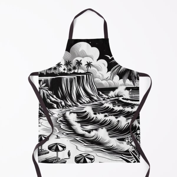 Item preview, Black and White Vector Beach Art – Minimalist AI Design for Travel Lovers, Surf Style, and Coastal Vibes designed and sold by knalpot-design.