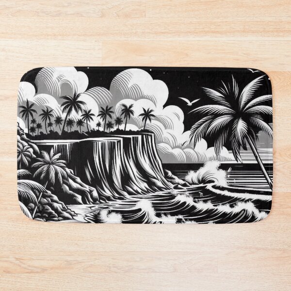 Item preview, Black and White Vector Beach Art – Minimalist AI Design for Travel Lovers, Surf Style, and Coastal Vibes designed and sold by knalpot-design.