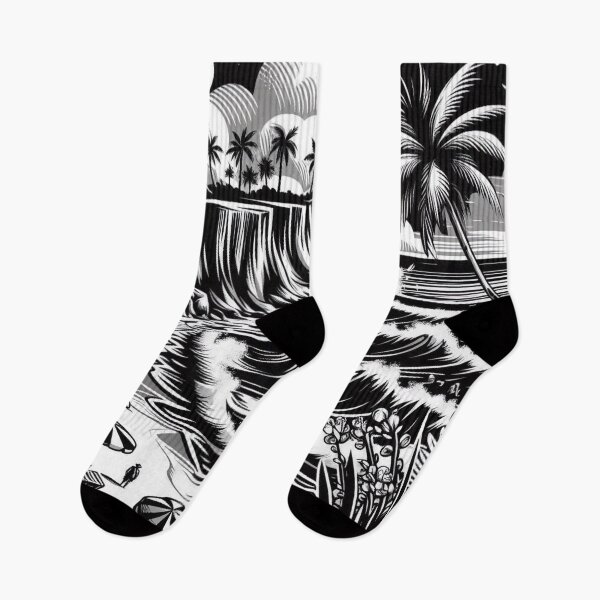 Item preview, Black and White Vector Beach Art – Minimalist AI Design for Travel Lovers, Surf Style, and Coastal Vibes designed and sold by knalpot-design.