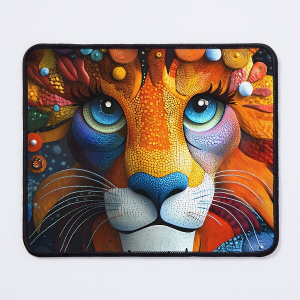 Item preview, Vibrant lion art with colorful orbs and abstract textures. designed and sold by Artessie.