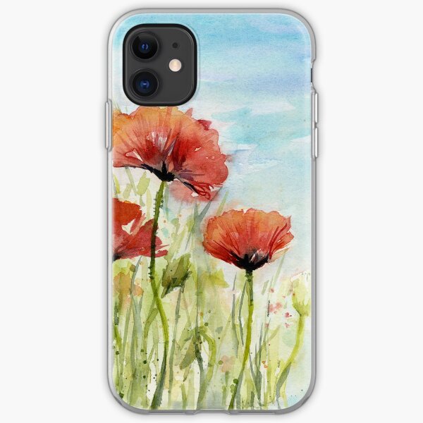 Red Poppy Watercolor iPhone Soft Case