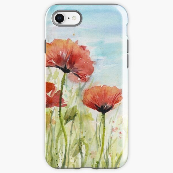 Red Poppy Watercolor iPhone Tough Case