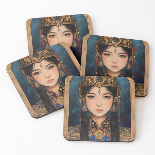 Item preview, Ornate portrait of a woman in traditional attire. designed and sold by Artessie.